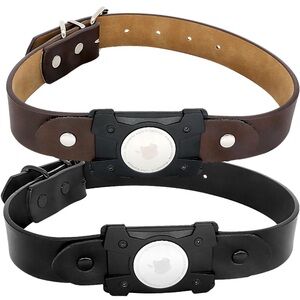 Dog Collar with Airtag Holder  (2 Pack Black & Brown, Large)